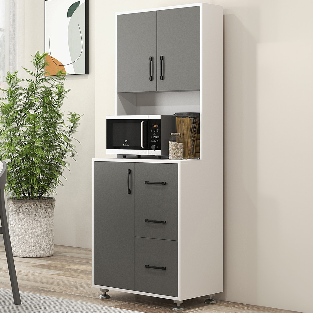 Portland 3 Door 3 Drawer Grey Kitchen Storage Cabinet Image 1