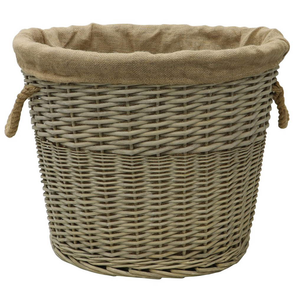 JVL Willow Antique Wash Log Basket with Rope Handles 46 x 57 x 47cm Image 3