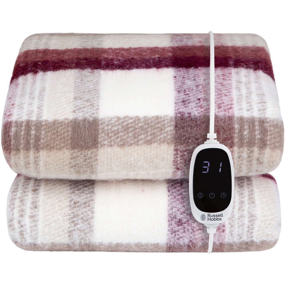 Russell Hobbs Tartan Faux Wool and Sherpa Heated Throw with Controller 130 x 180cm Image 1