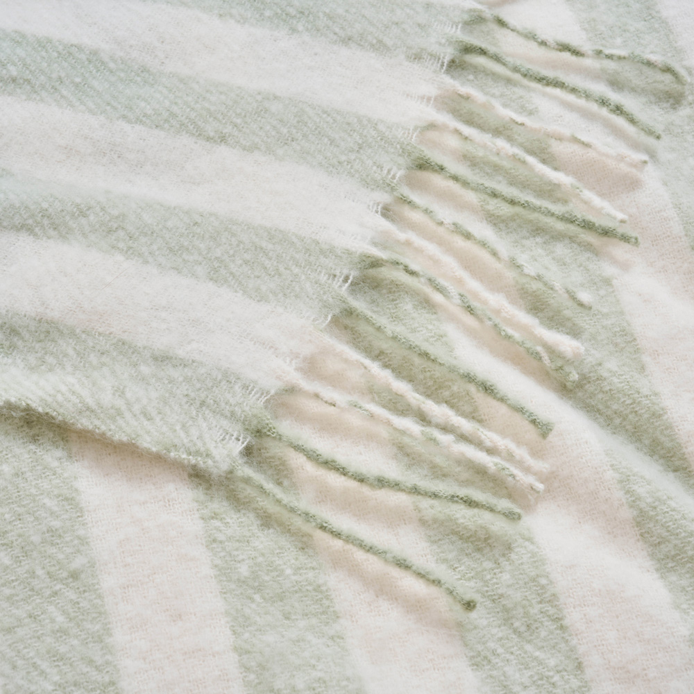 Allure Bath Fashions Green Faux Mohair Striped Herringbone Throw Blanket 130 x 170cm Image 4