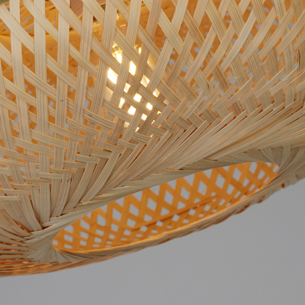 Lighting Collection Tusk Natural Bamboo Ceiling Flush Ceiling Light Image 4
