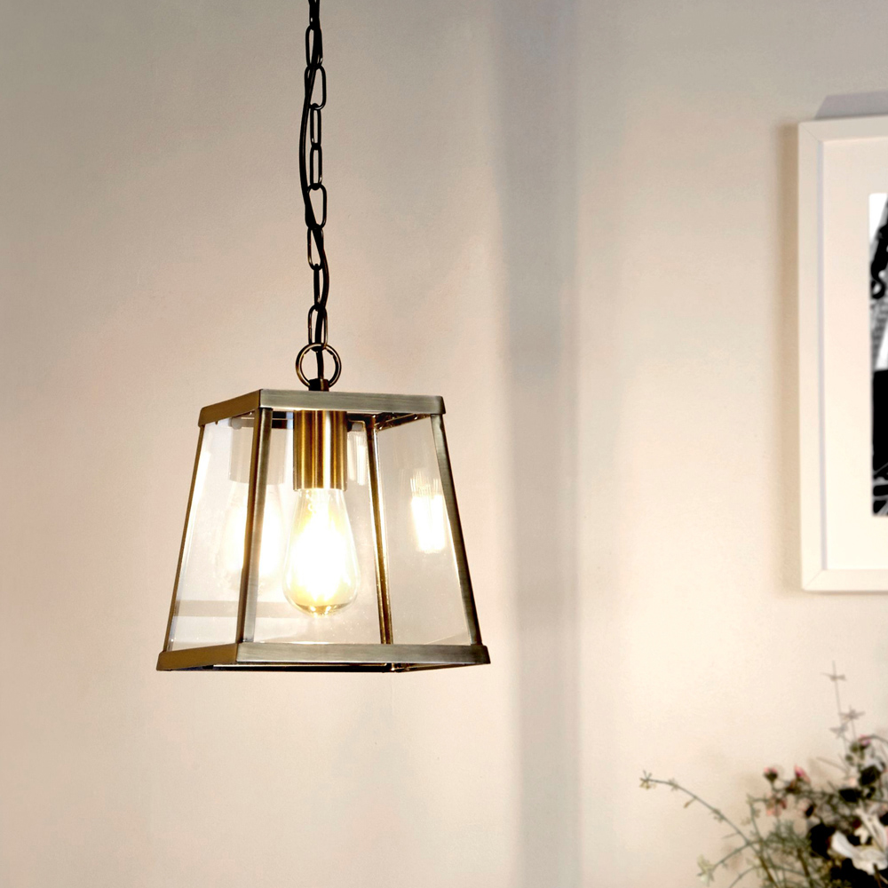 Lighting Collection Eavis Antique Brass Industrial Pendant Light Image 2