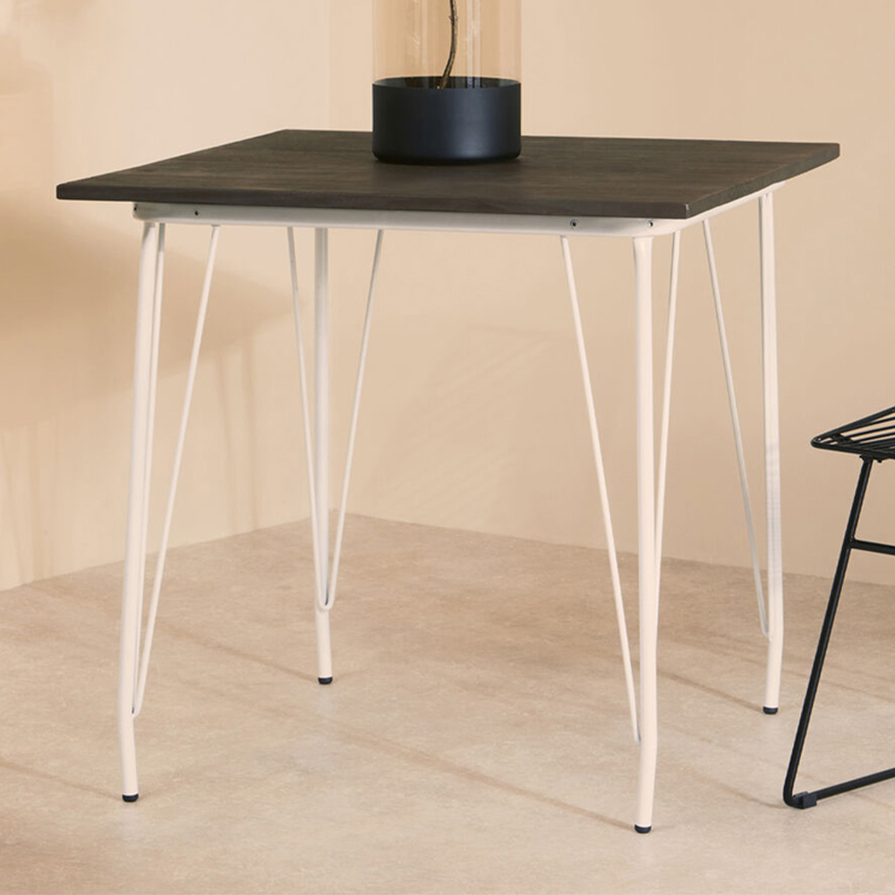 Premier Housewares 2 Seater White Metal and Elm Wood Dining Table Image 1
