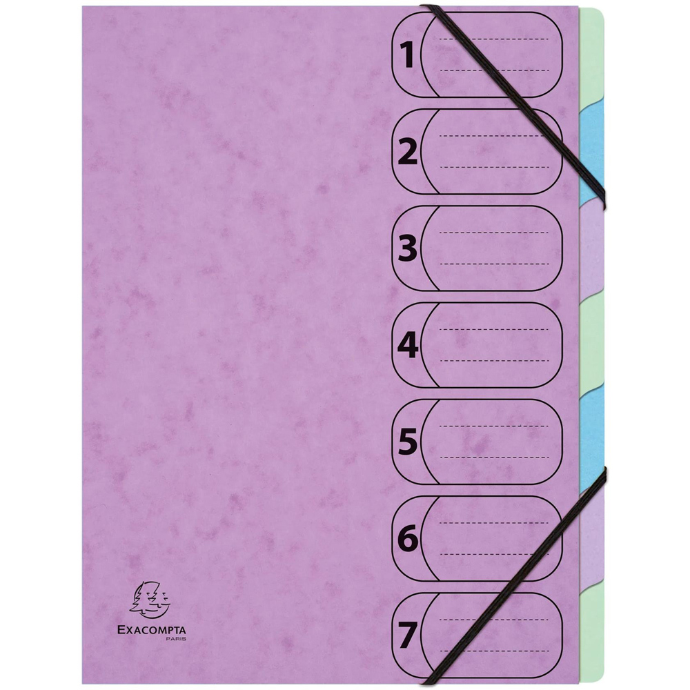 Exacompta Aquarel Harmonika 7 Section Assorted colours A4 Multi Part File 8 Pack Image 5