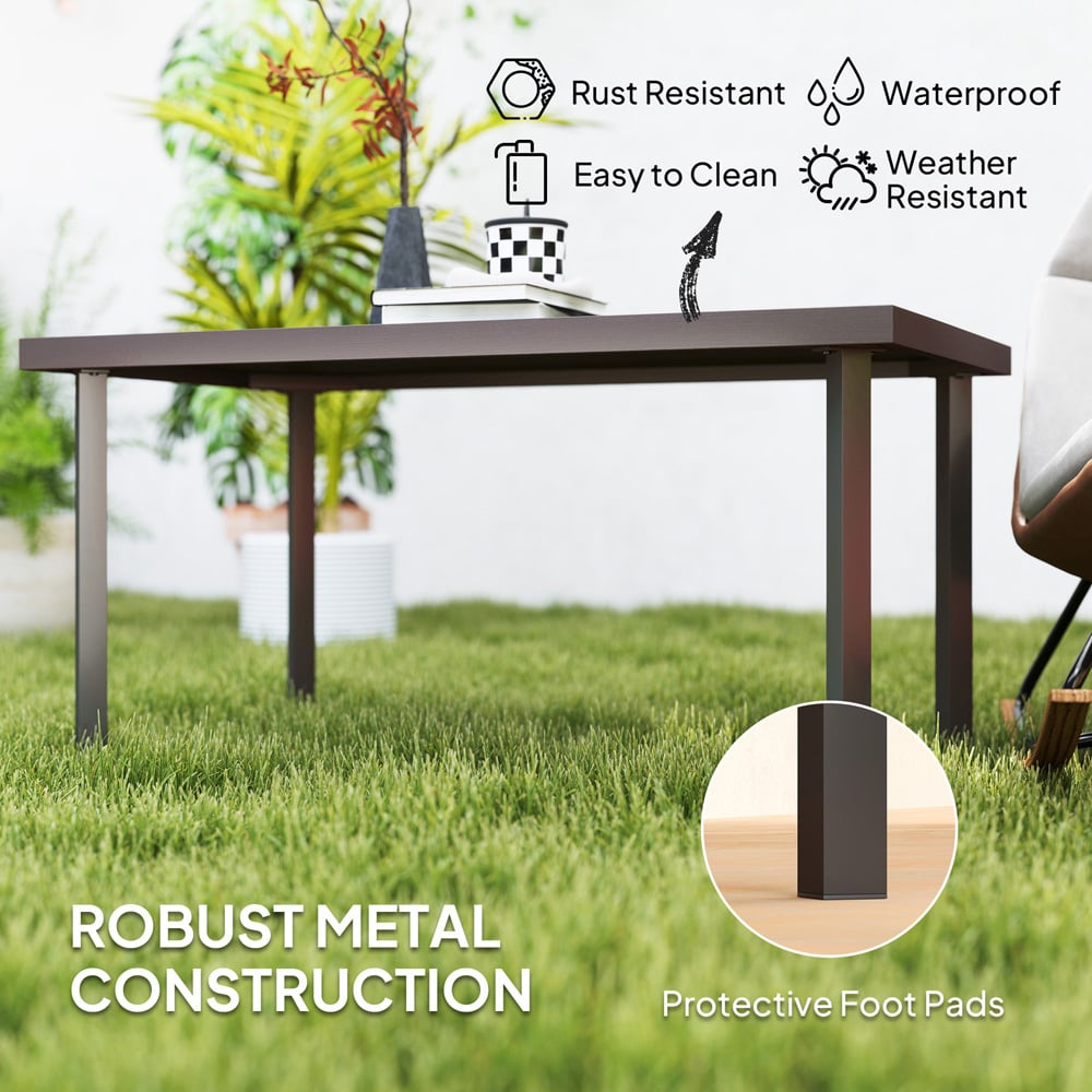 Outsunny Brown Woodgrain Garden Coffee Table Image 8