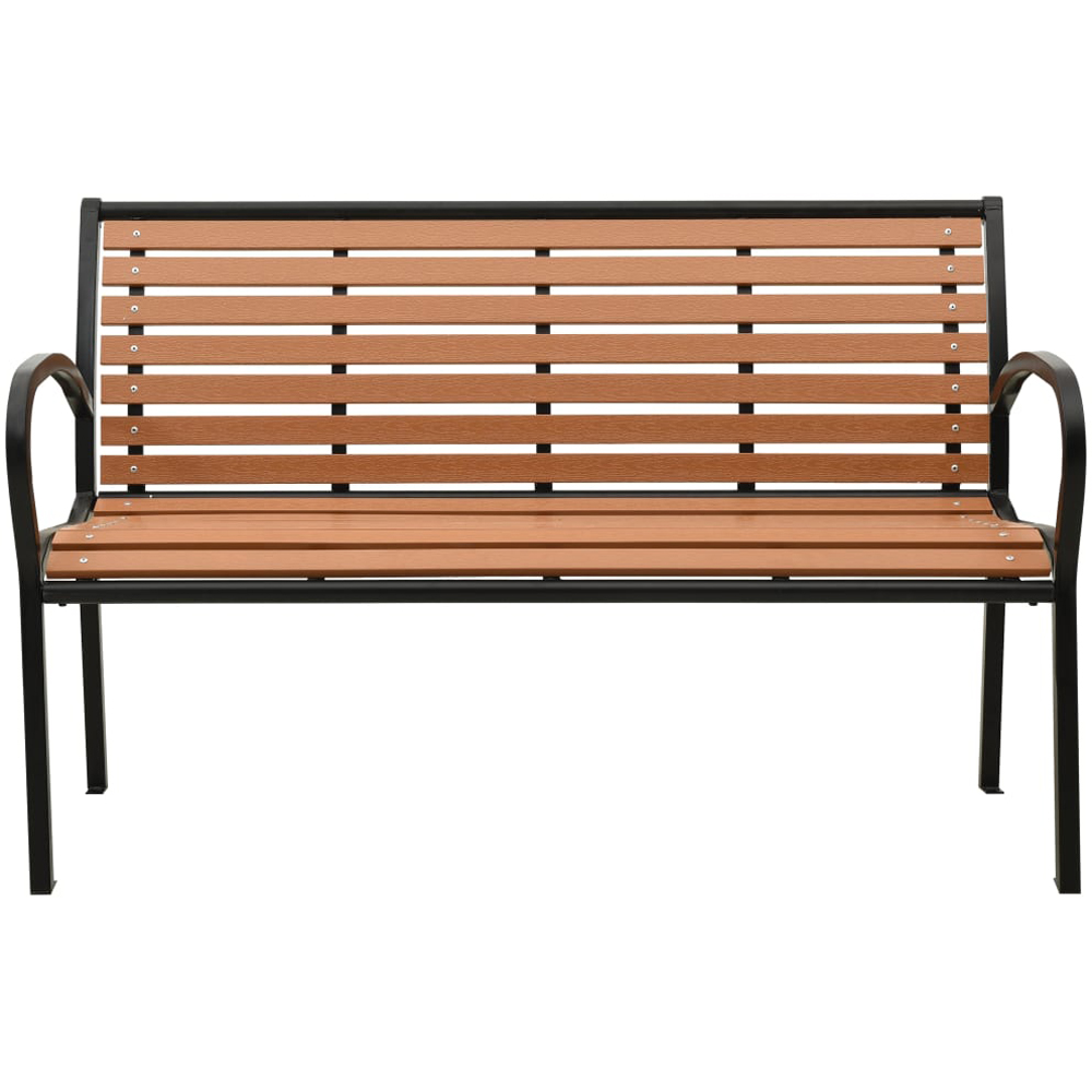 vidaXL 2 Seater Black Steel Frame and Brown WPC Slats Garden Bench Image 2
