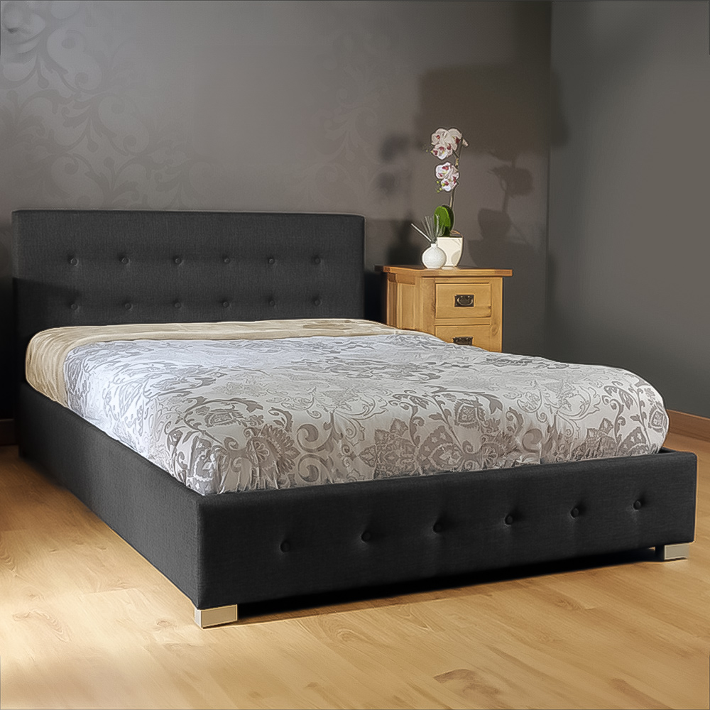 Brooklyn Single Black Fabric Gaslift Ottoman Storage Bed Image 1