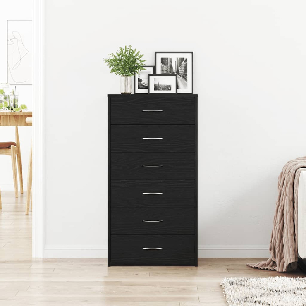 vidaXL 6 Drawer Black Oak Wooden Sideboard Image 9