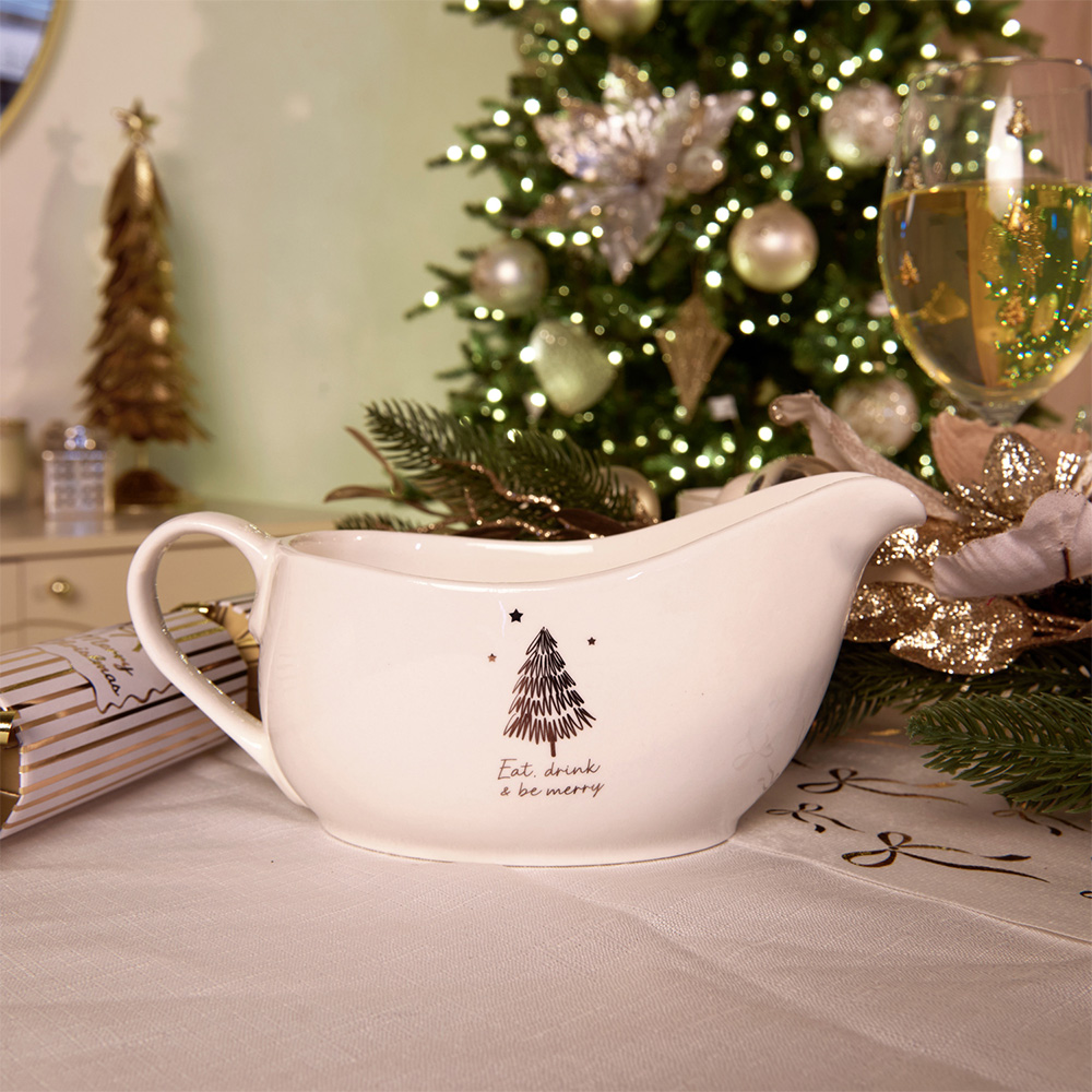 Gold Spruce Gravy Boat White Image 2