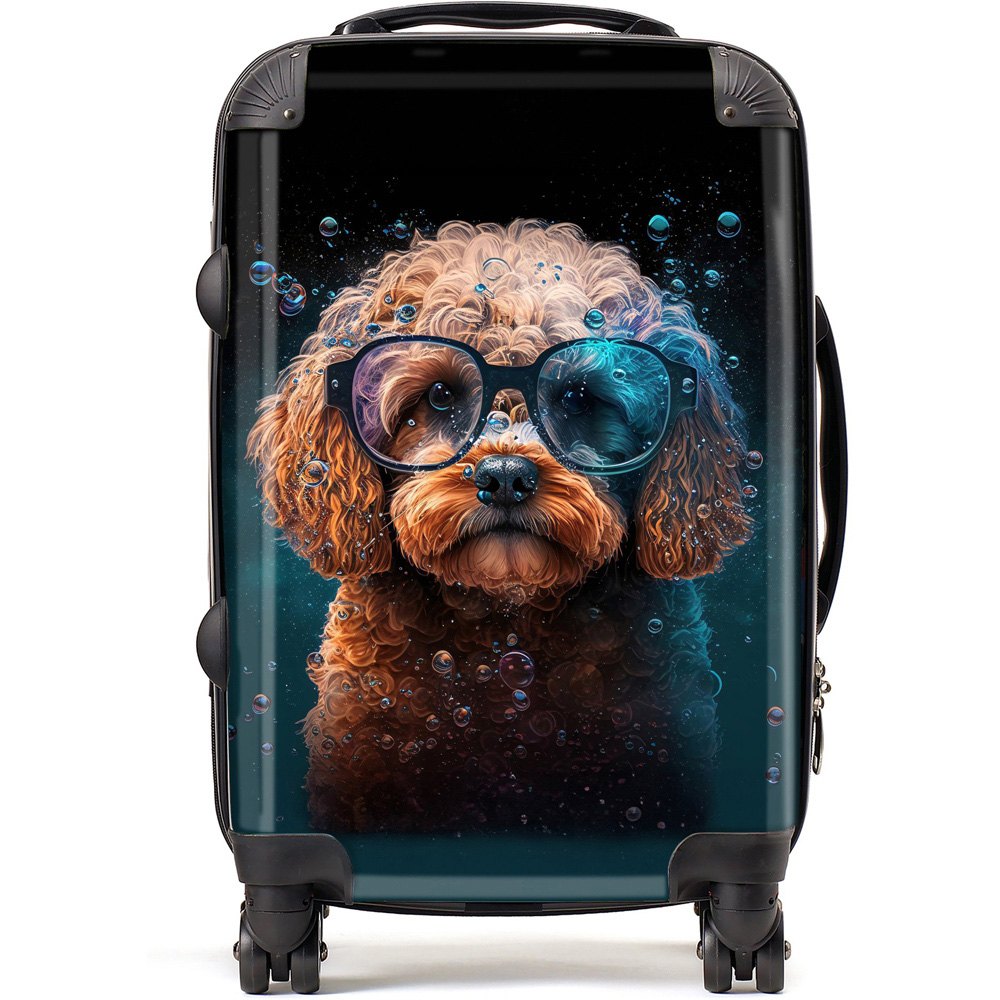 Warren Reed Designer Cabin Splashart Cavapoo Dog Face Suitcase Image 1