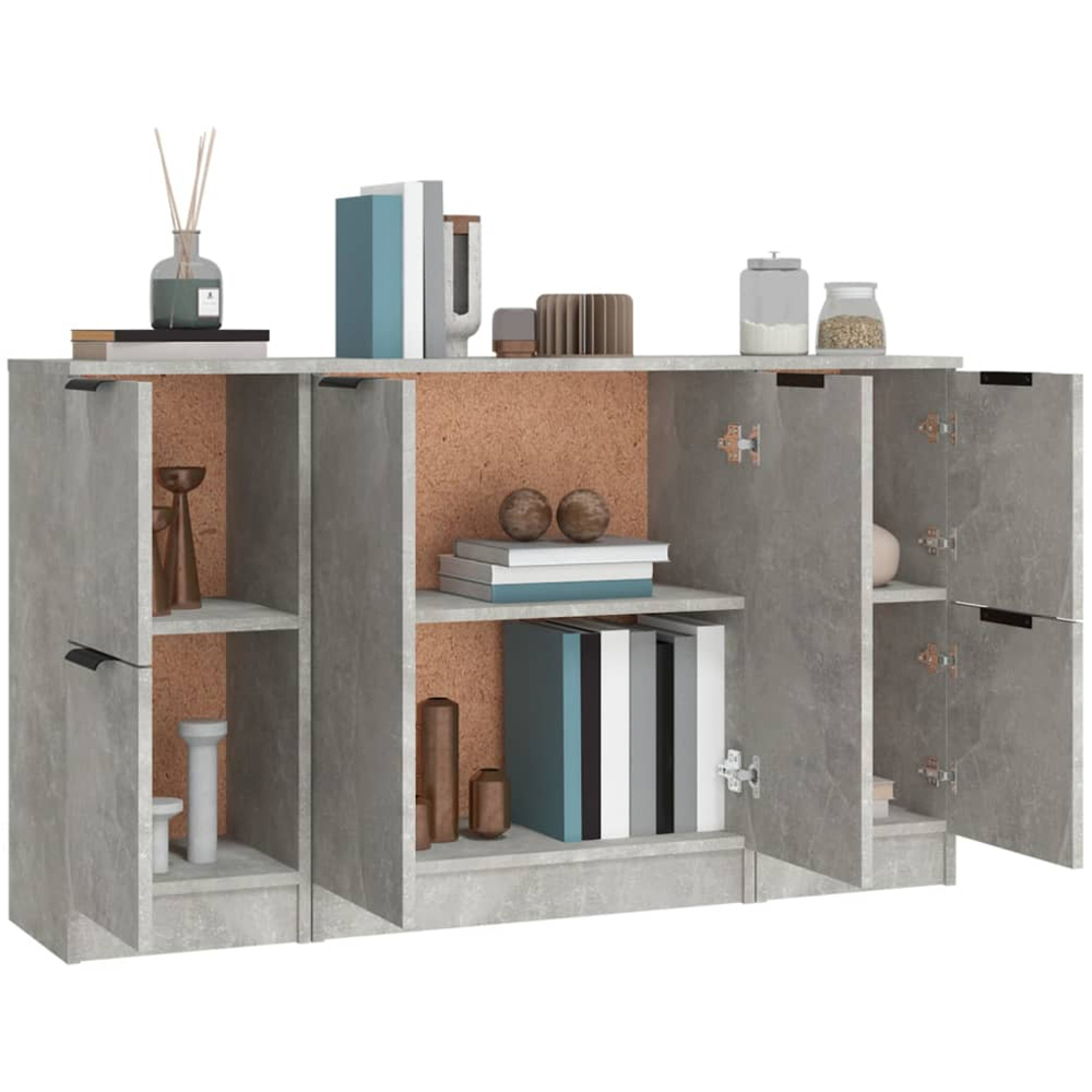 vidaXL Concrete Grey Wooden Sideboard 3 Piece Image 4