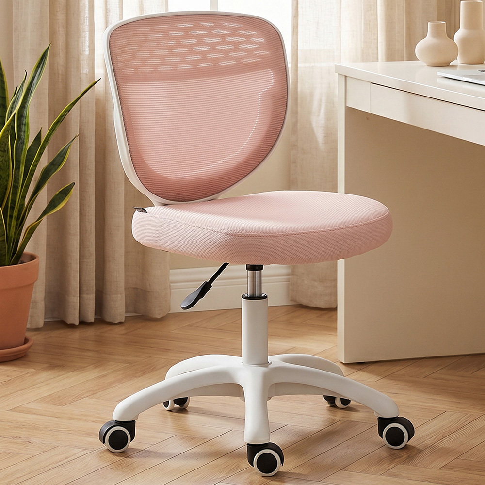 HOMCOM Pink Mesh Back Armless Office Chair Image
