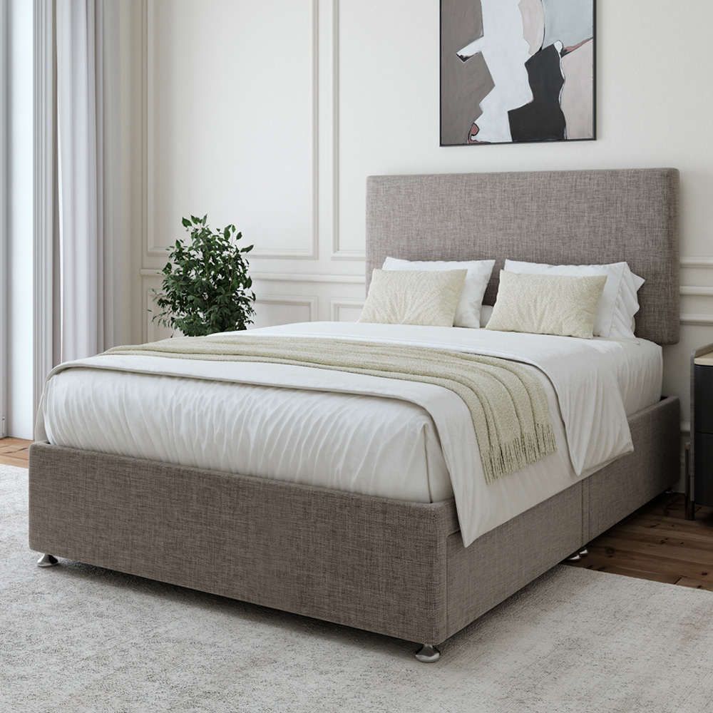 Bedmaster Single Slate Linen 2 Drawer Divan Base with Valencia Headboard Image 1
