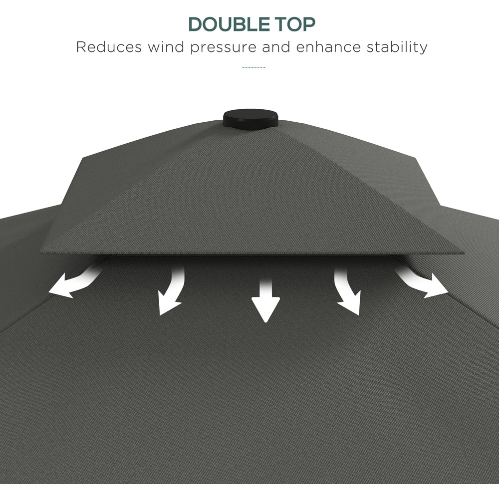 Outsunny Dark Grey Double Tier Crank Handle Cantilever Parasol with Ruffles 2.5m Image 6