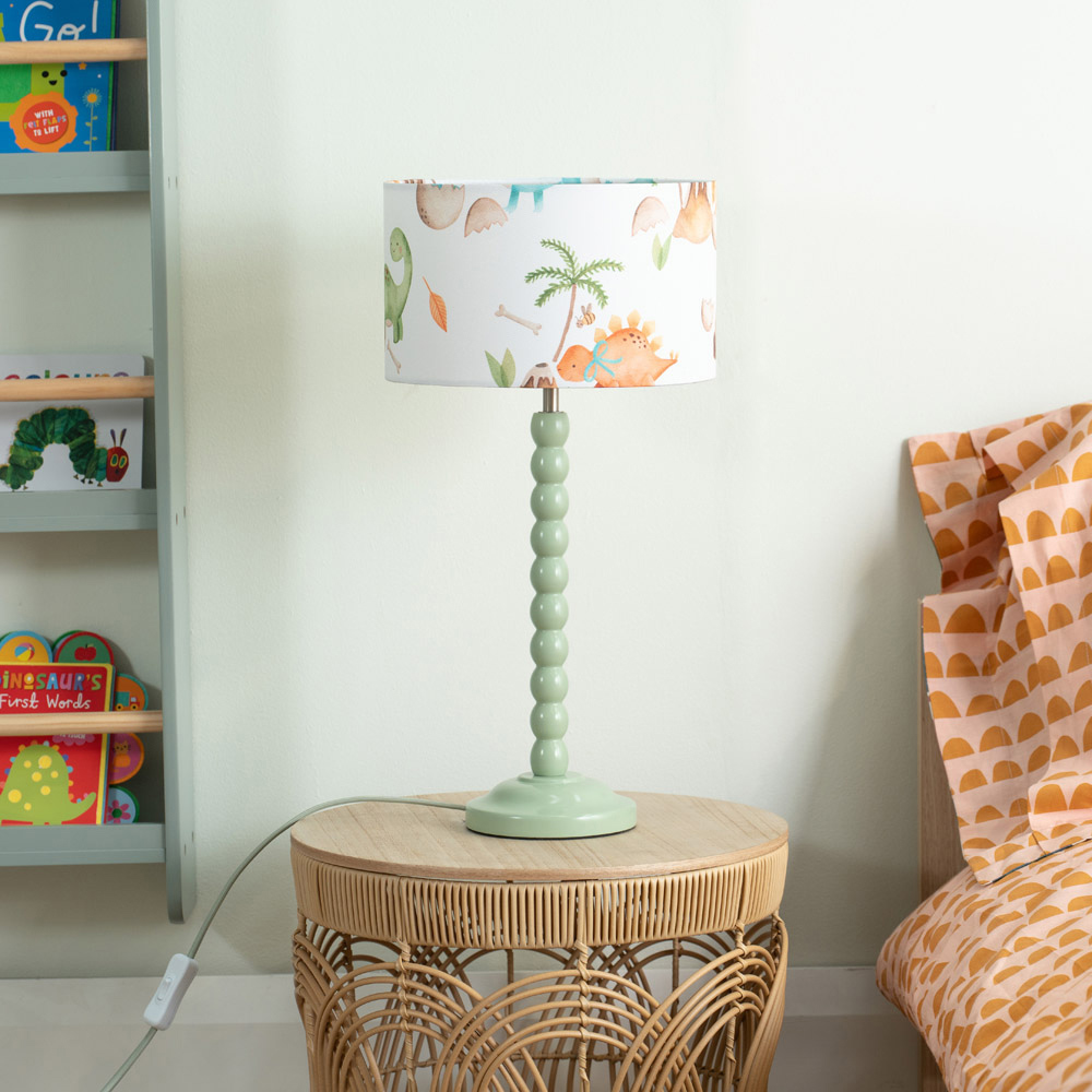 ValueLights Bobbins Children's Dino Sage Green LED Table Lamp Image 3
