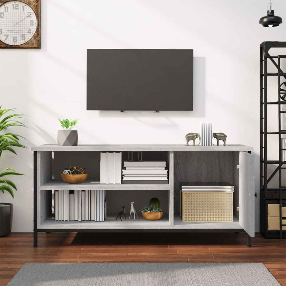 vidaXL Singel Door 2 Shelf Grey Sonoma TV Cabinet Image 8