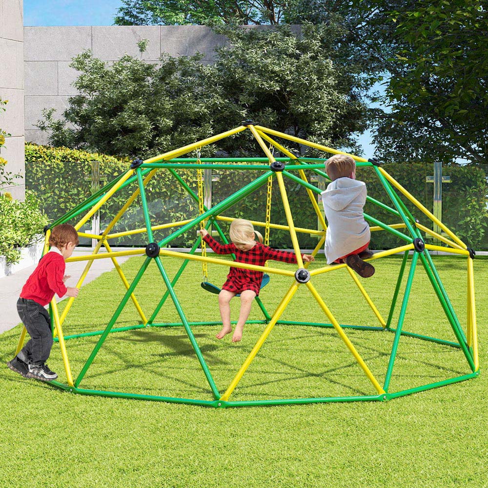 Costway Green Kids Climbing Dome and Jungle Gym Playground Set Image 4