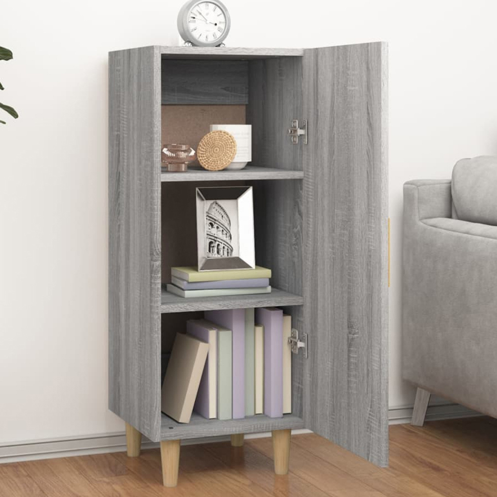 vidaXL Single Door Grey Sonoma Wooden Sideboard Image 1