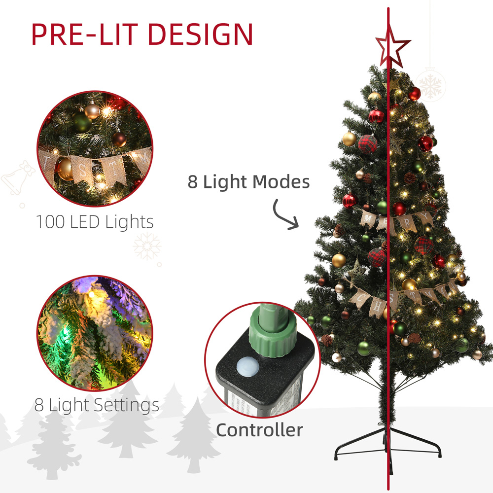 Everglow Warm White LED Pre-Lit Artificial Christmas Tree with Red Decorations 6ft Image 5