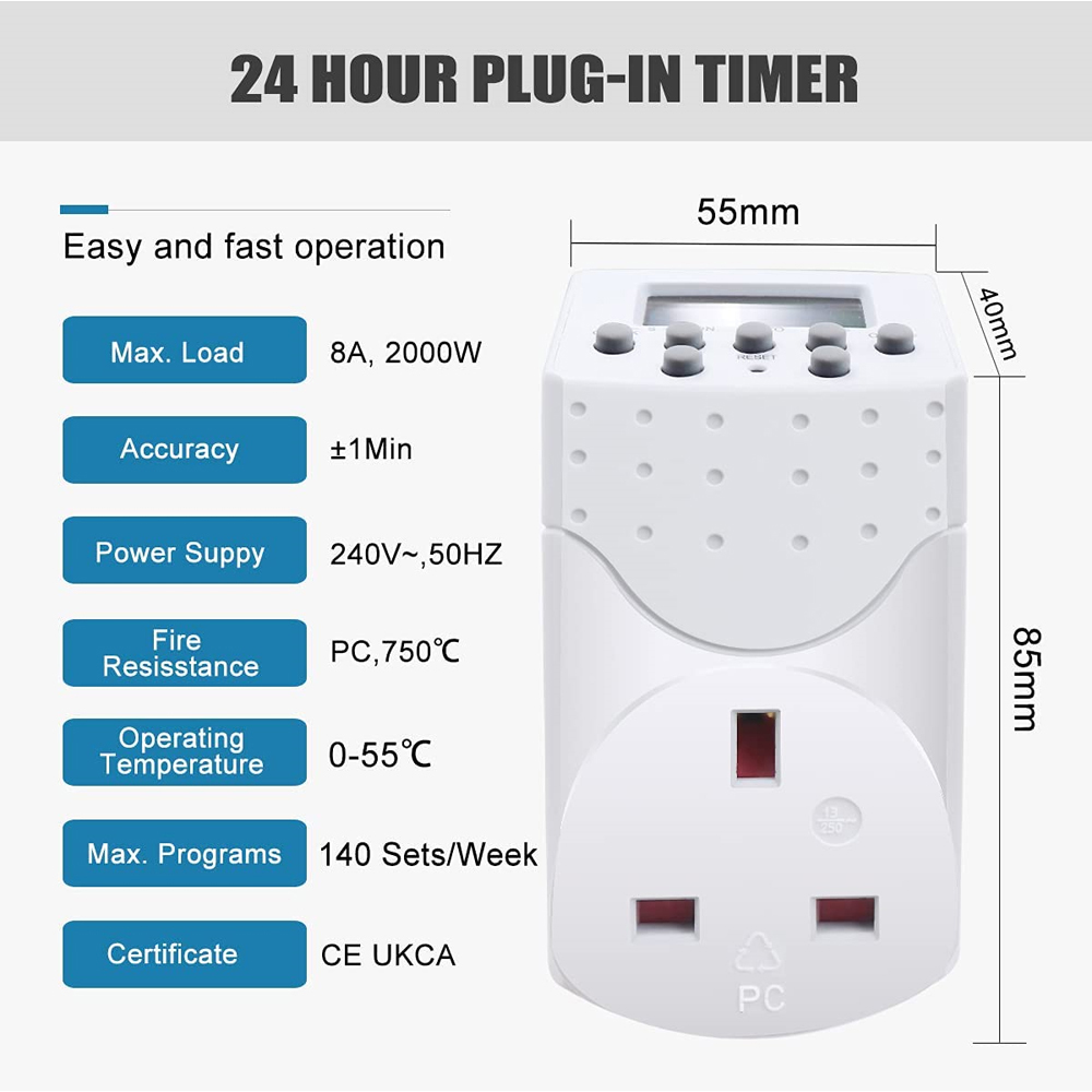 ExtraStar 2 Pack White Programmable Digital Timer Image 6