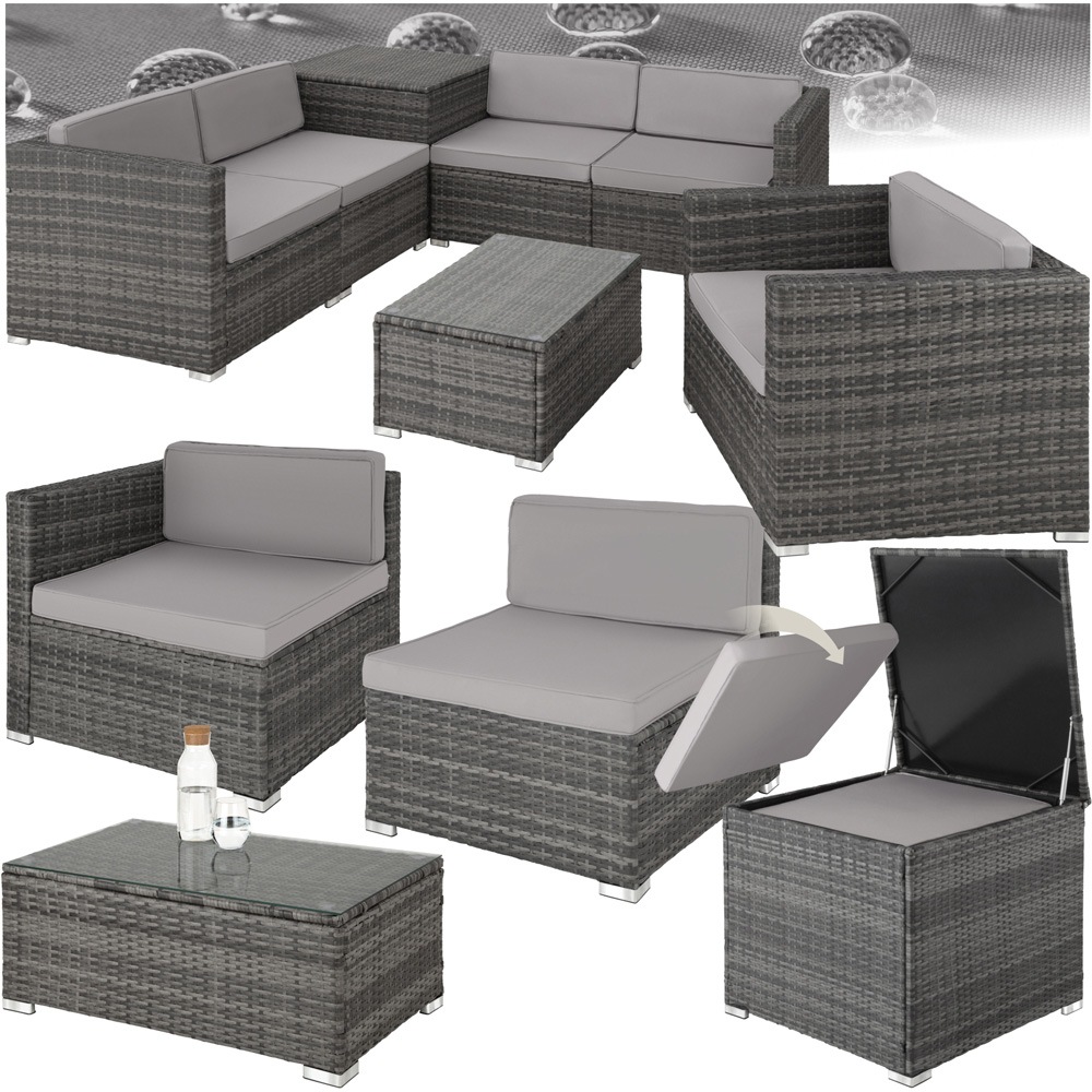 tectake Pisa 5 Seater Grey Garden Sofa Set Image 2