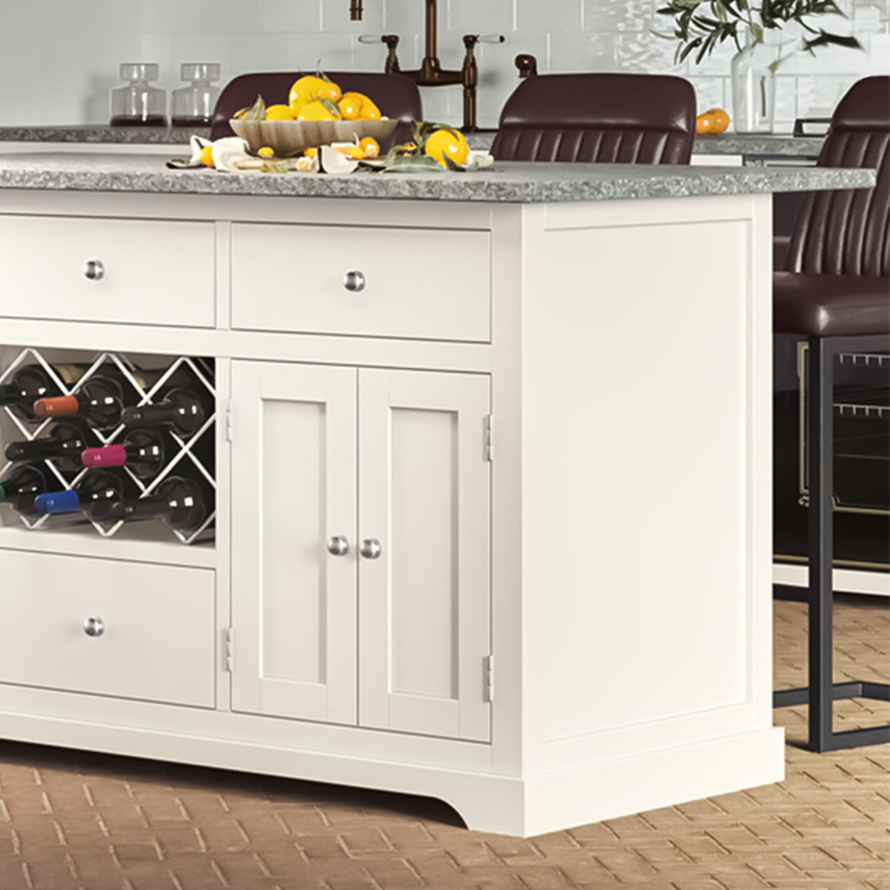 Baumhaus Kitchen Island 4 Door 4 Drawer Cream Cabinet with Grey Marble Worktop Image 3