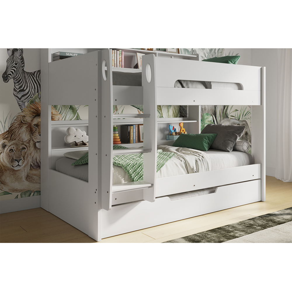Flair Interstellar White Wooden Bunk Bed with Trundle Image 2