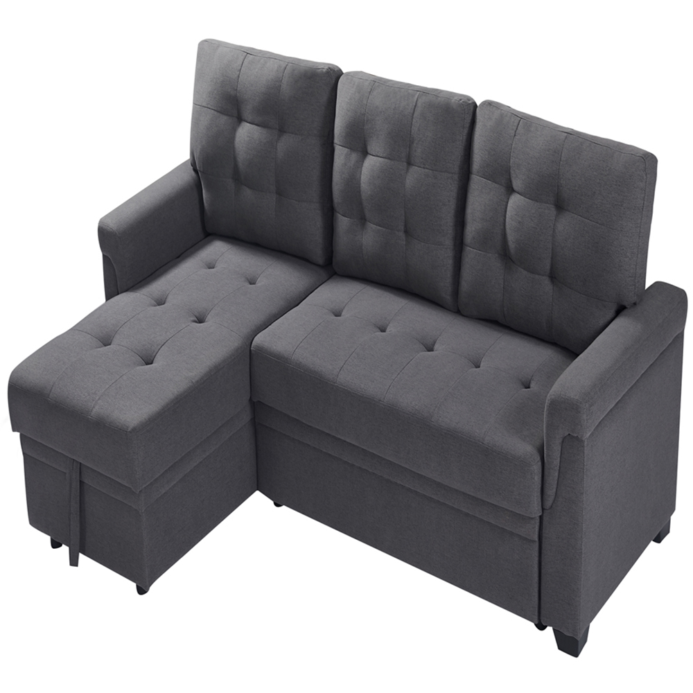 Furniture One 3 Seater Light Grey Linen Corner Storage Sofa Bed Image 2