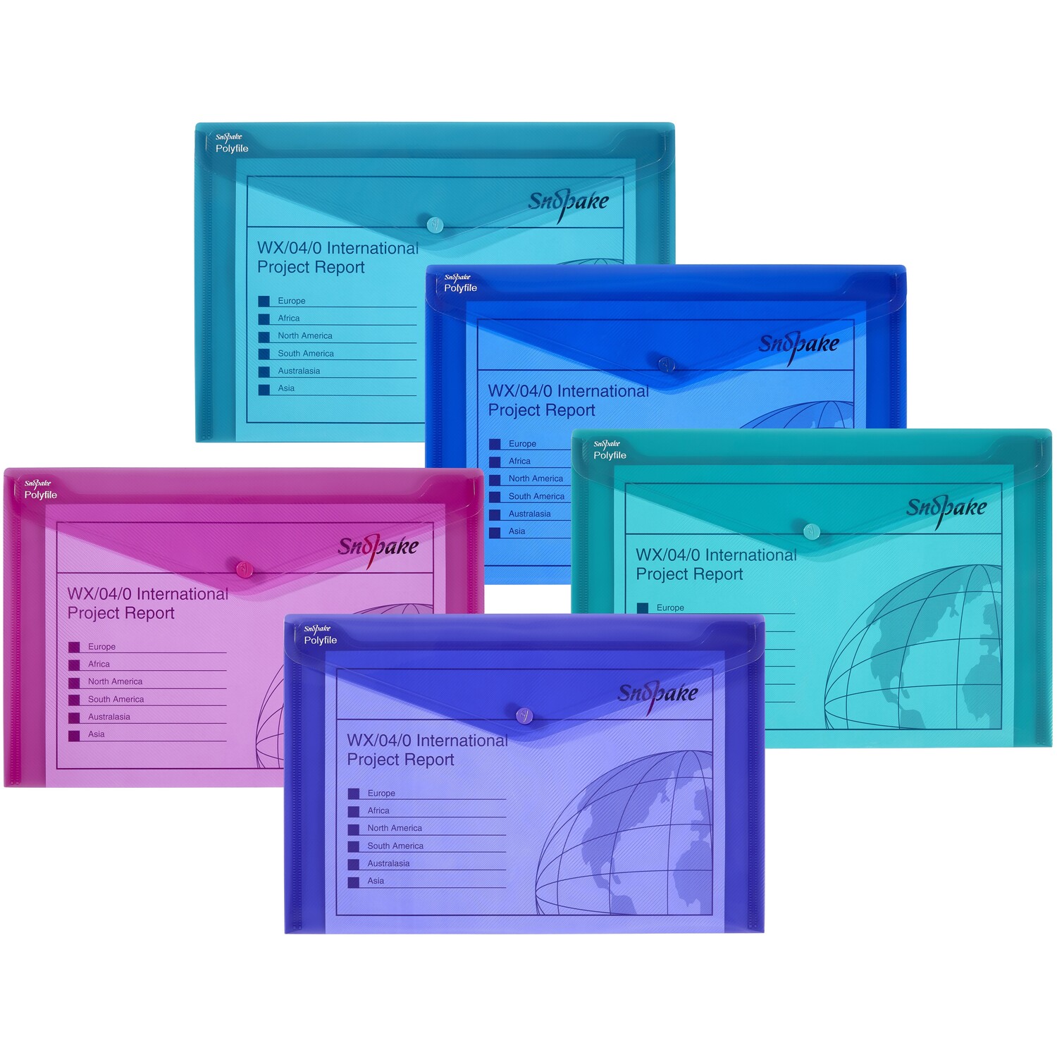 Pack of Five Colourful Snopake Polyfiles Image