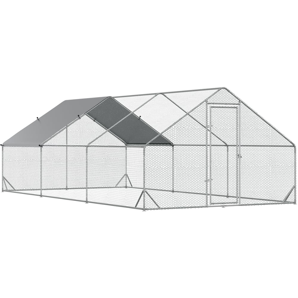 PawHut Walk In Chicken Run with Spire Roof and Cover 2 x 3 x 6m Image 1