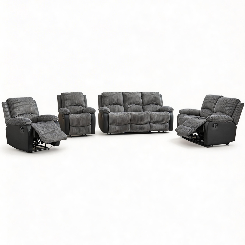 Langham 7 Seater Grey Manual Recliner Sofa Set Image 2