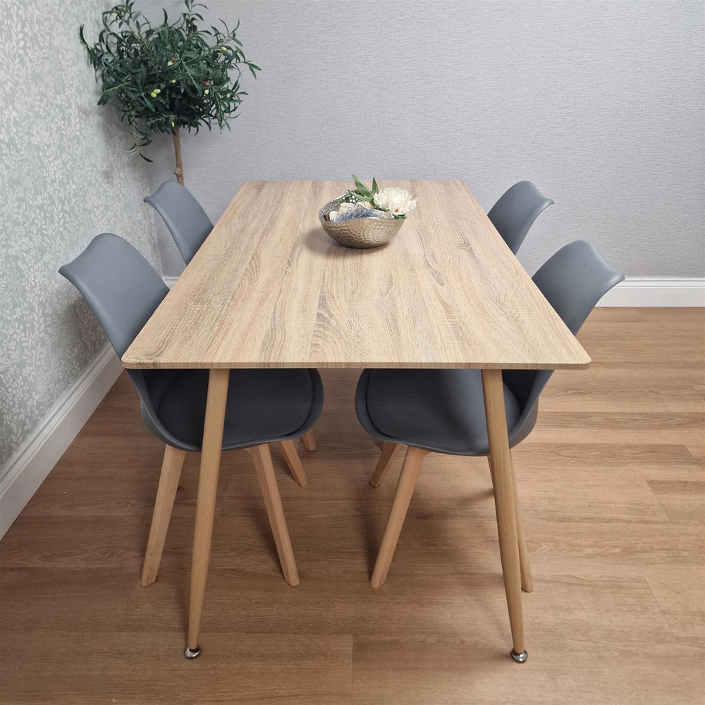 Kosy Koala 4 Seater Wood Effect Faux Leather Dining Set Grey Image 4