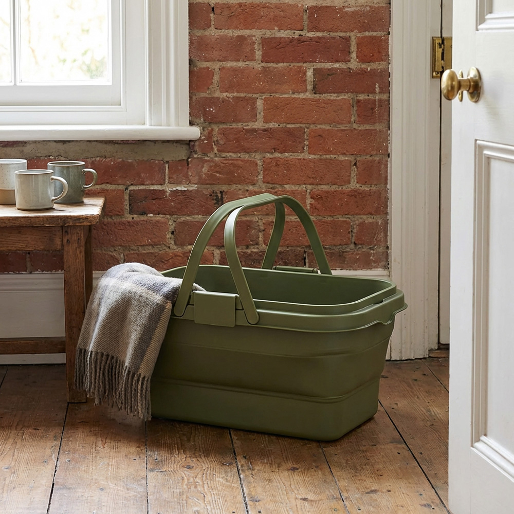 Folding Camping Basket - Green Image 4