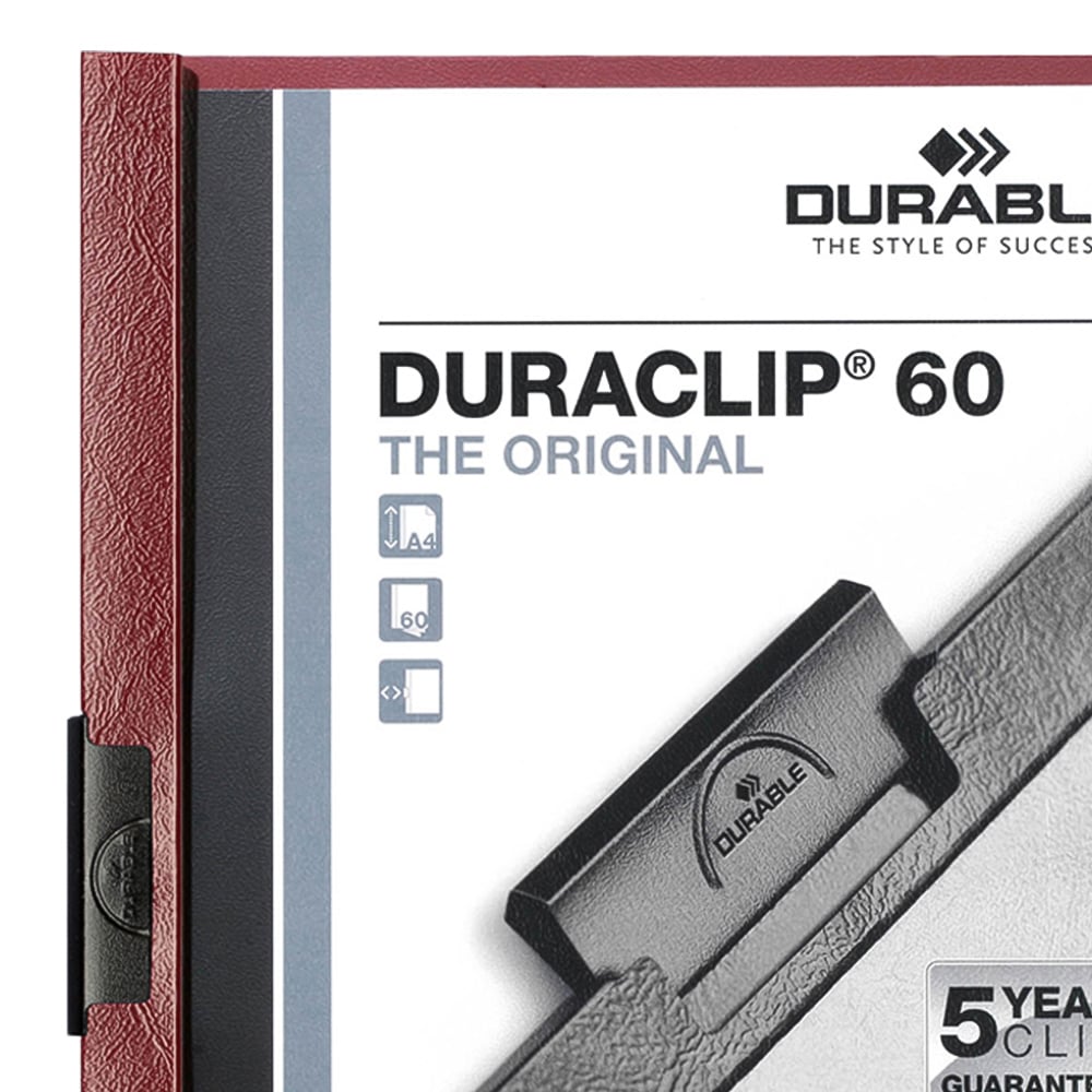 Durable DURACLIP A4 Dark Red 60 Sheet Document Clip File Folder 25 Pack Image 2