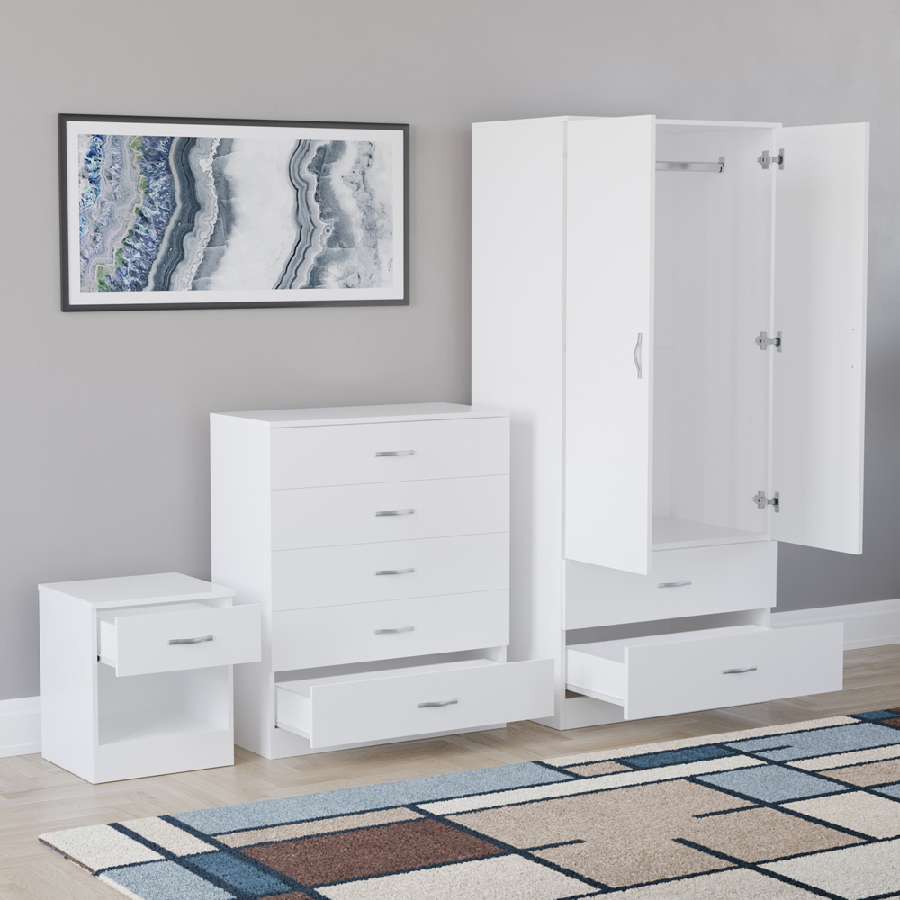 VIDA DESIGNS Riano White 3 Piece Bedroom Furniture Set Image 4