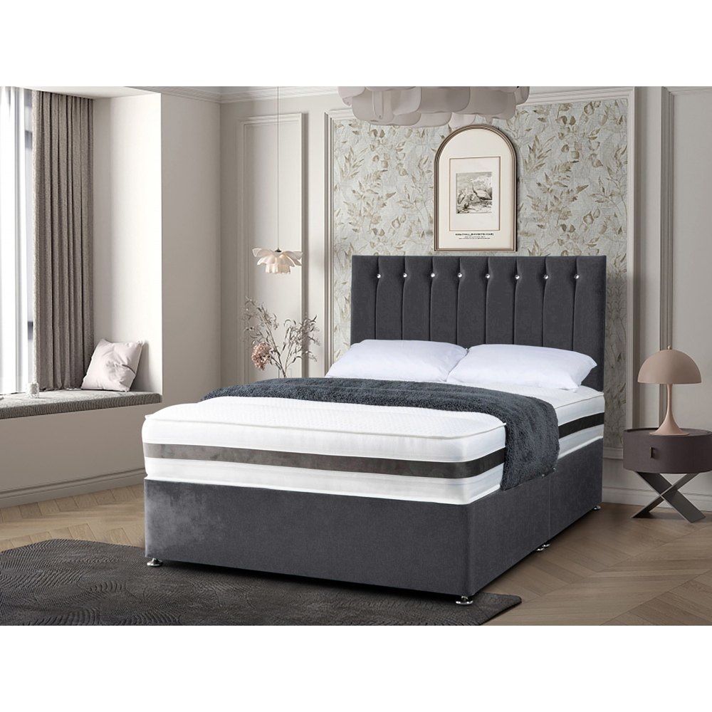 Eleganza Home Cocoon Single Steel Plush Velvet Divan Bed with Headboard Image 2