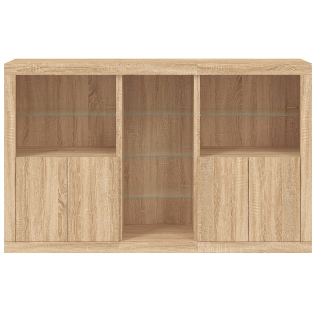 vidaXL 4 Door 8 Shelf Sonoma Oak Sideboard with LED Lights Image 6