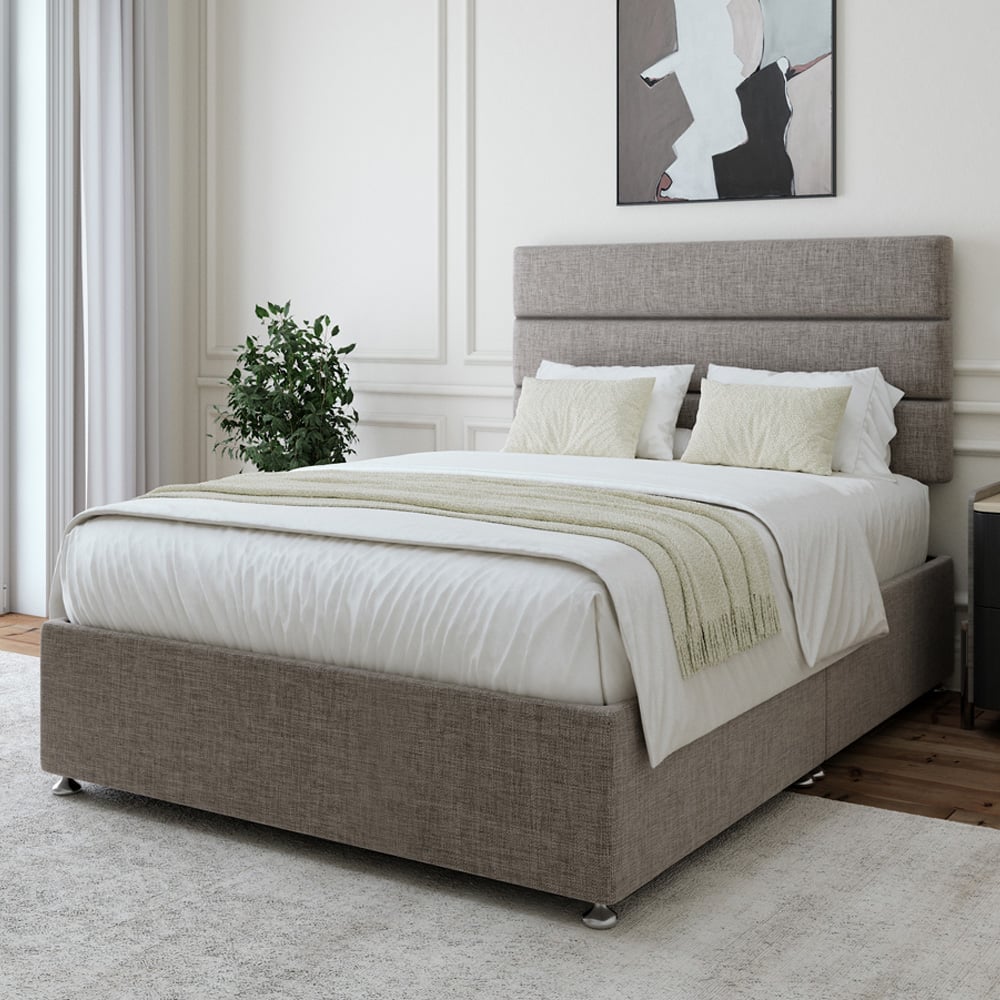 Bedmaster King Size Slate Linen Divan Base Image 1