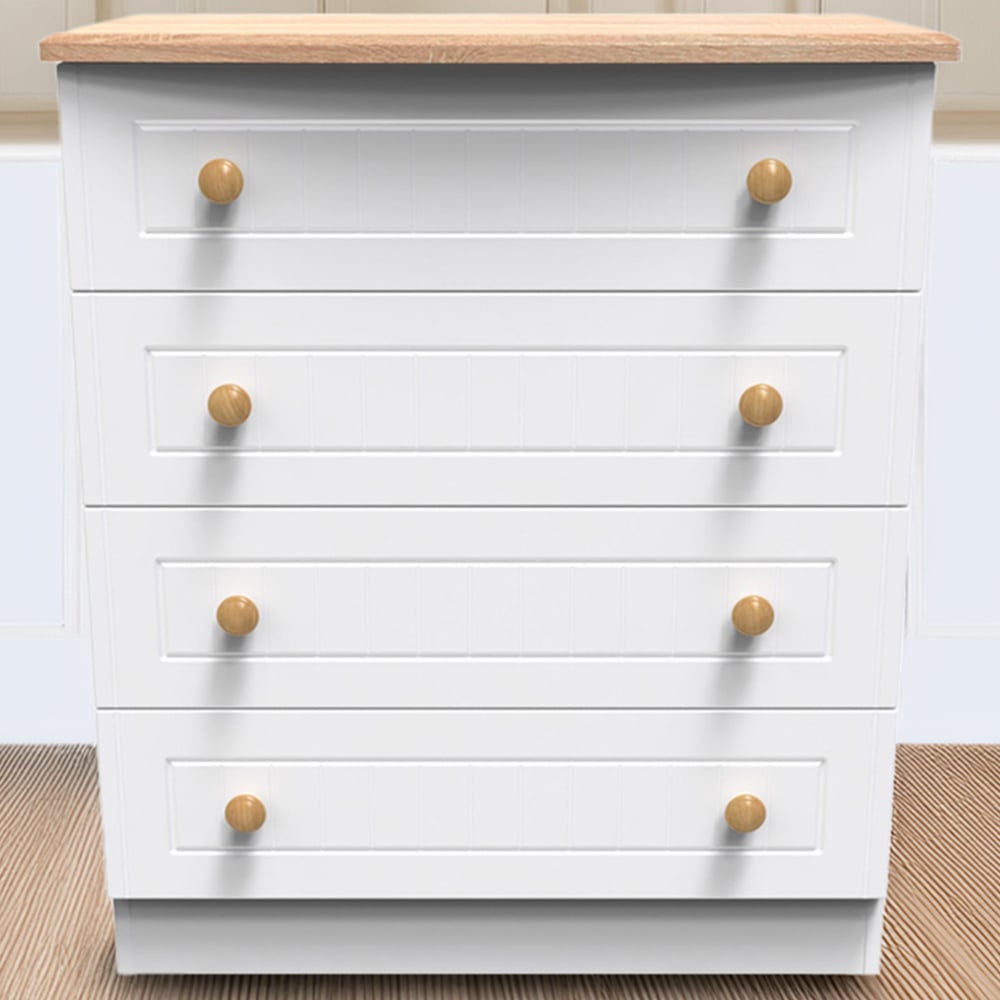 Crowndale Warwick 4 Drawer White Ash and Oak Chest of Drawers Image 1