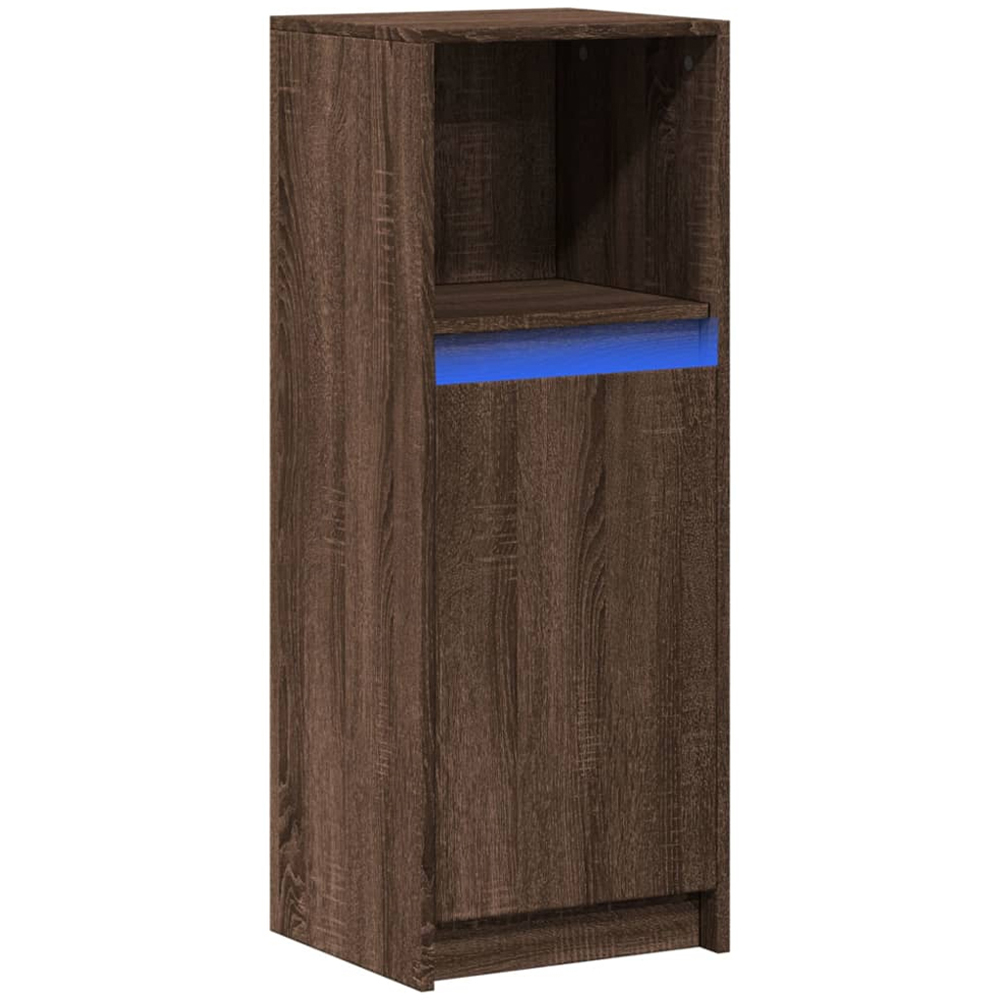 vidaXL Single Door Single Shelf Brown Oak Sideboard with RGB LED Lights Image 3