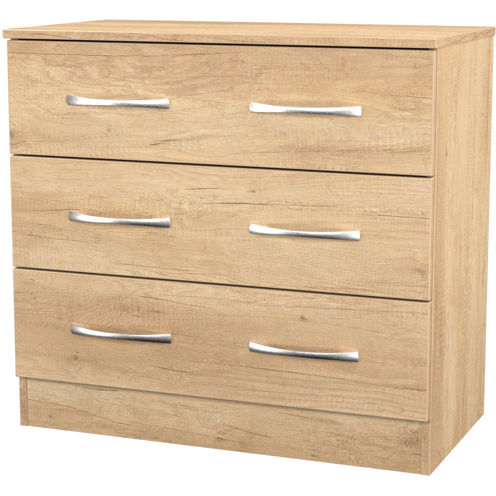Crowndale Avon 3 Drawer Nebraska Oak Chest of Drawers Ready Assembled Image 4