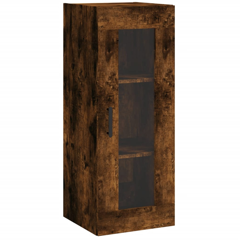 vidaXL Single Glass Door Smoked Oak Wall Mounted Cabinet Image 2