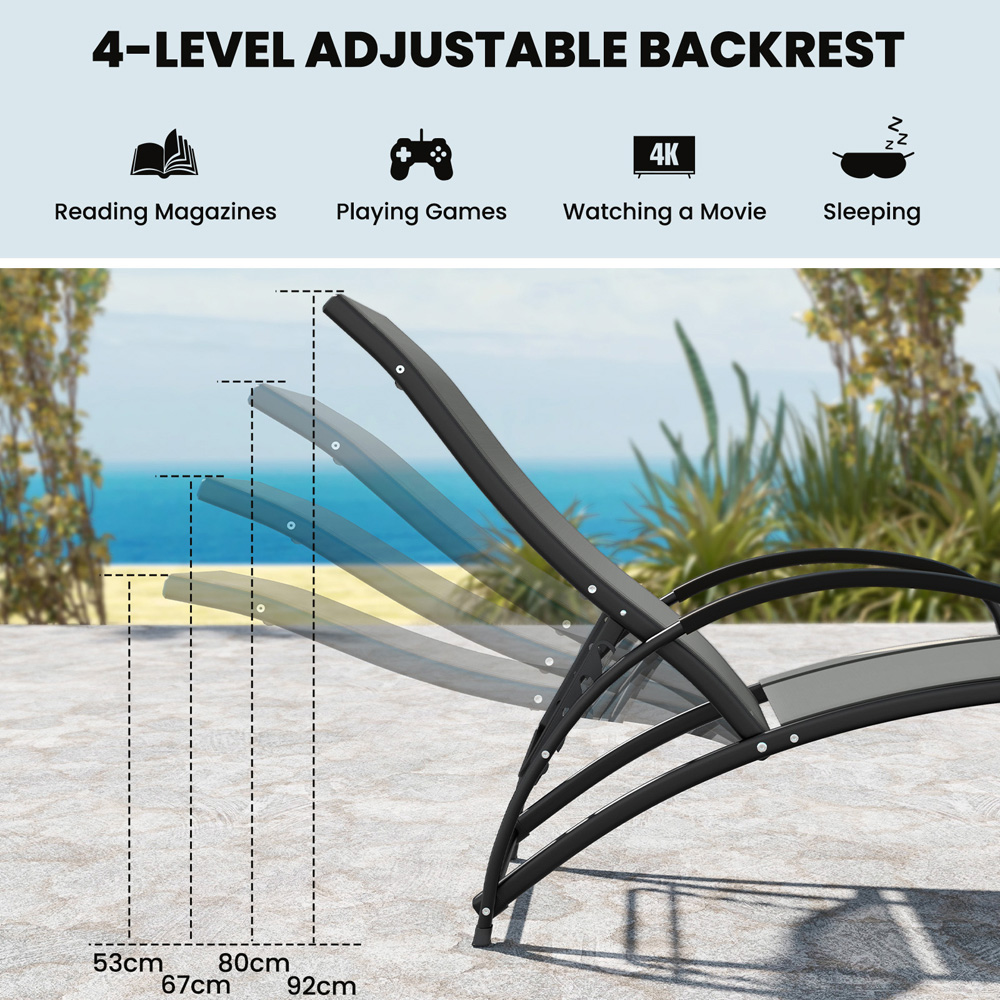 Costway Grey 2 in 1 Rocking Outdoor Lounge Chair Image 5