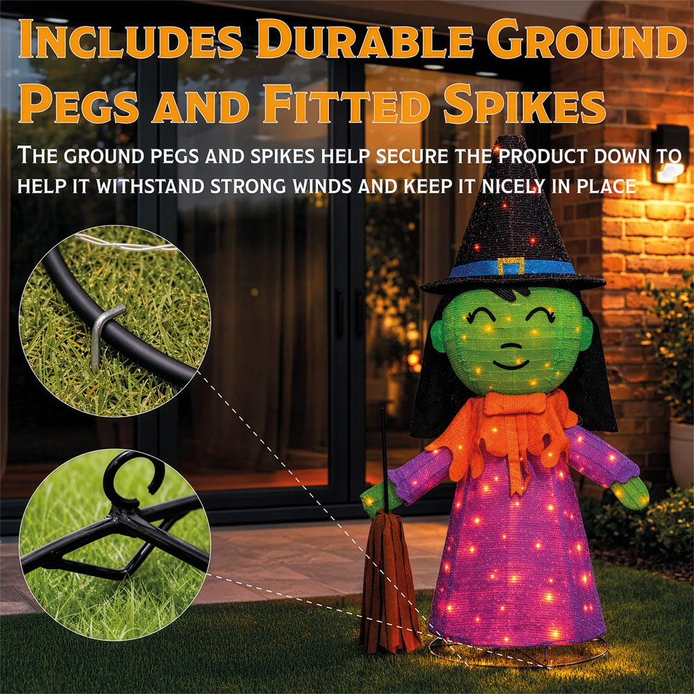 FXLab Large Foldable Witch Outdoor Halloween Decoration 85 x 47 x 132cm Image 4