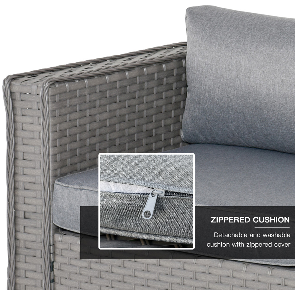 Outsunny 6 Seater Grey Rattan Corner Lounge Set Image 5