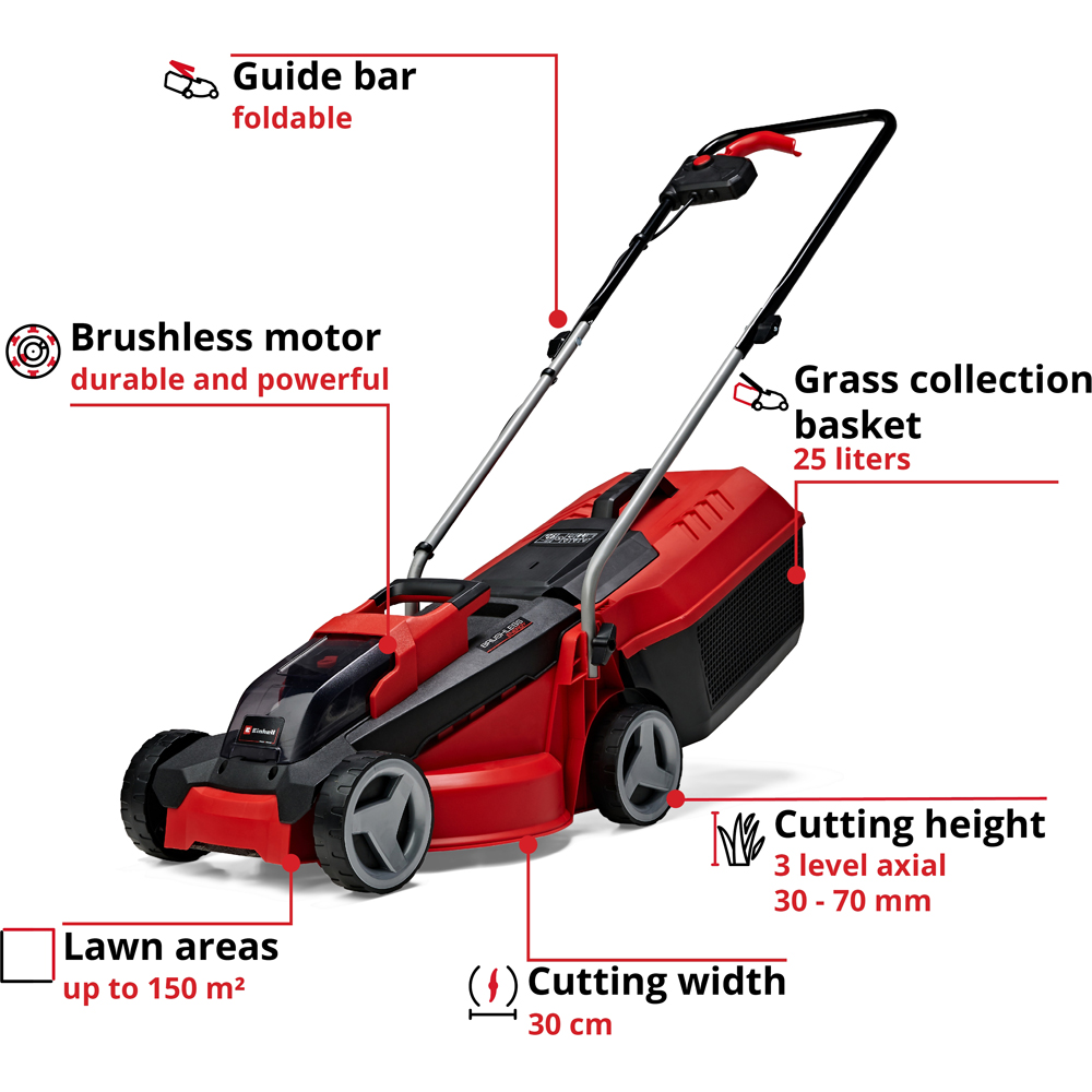 Einhell Power X-Change GE-CM 18/30 Li 18V Cordless 30cm Lawnmower Image 9