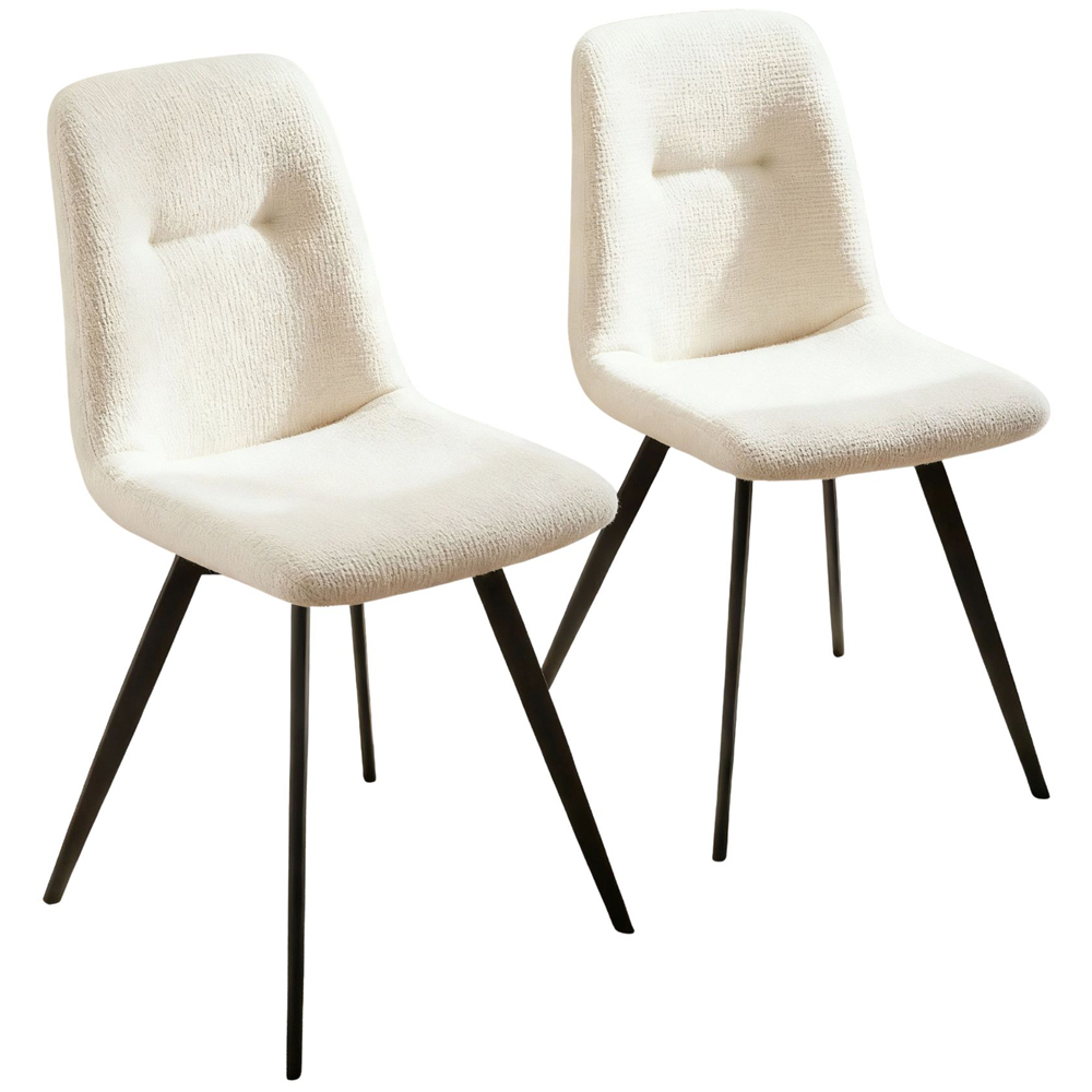 Home Source Ashford Set of 2 Off White Upholstered Dining Chairs Image 2