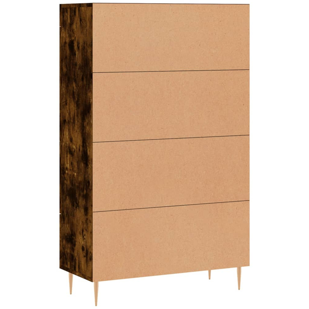vidaXL 2 Glass Door Single Drawer Smoked Oak Highboard Image 8