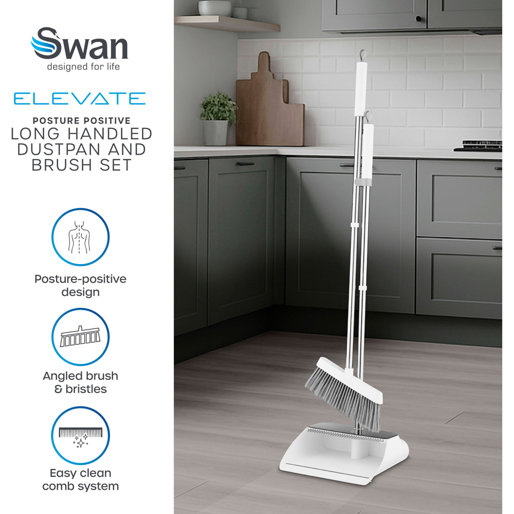 Swan Elevate Long Handled Dustpan and Brush Set Image 4