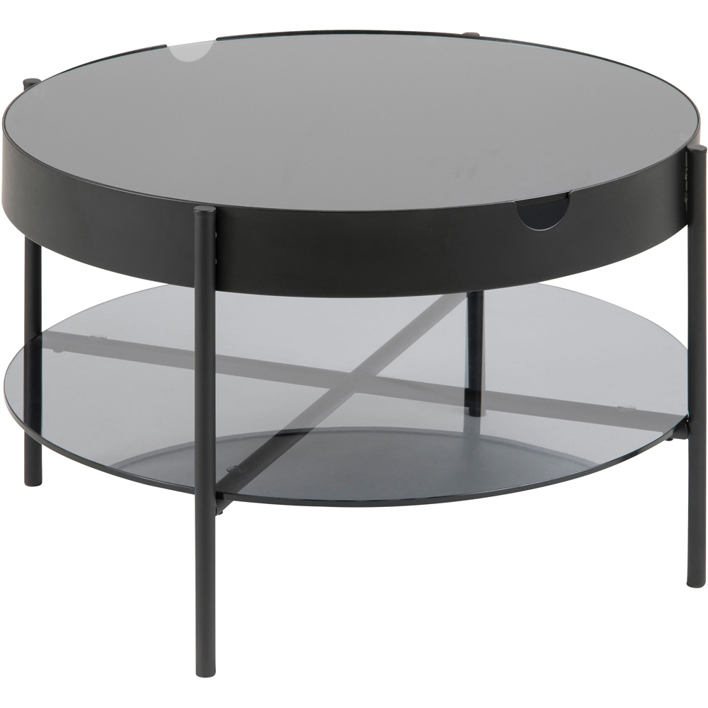 Florence Tipton Single Shelf Black Smoked Glass Round Coffee Table Image 2